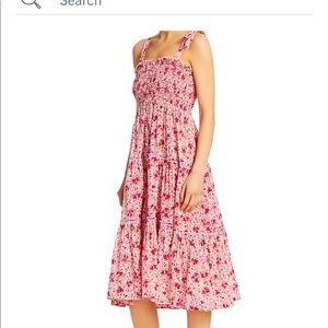 Poupette Triny Smocked Midi Dress: Pink Watercolor